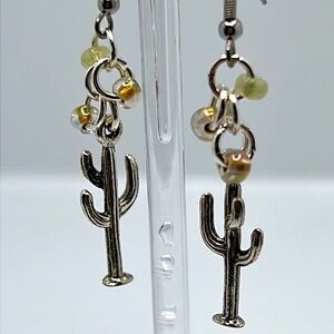 Silver Cactus Earrings.